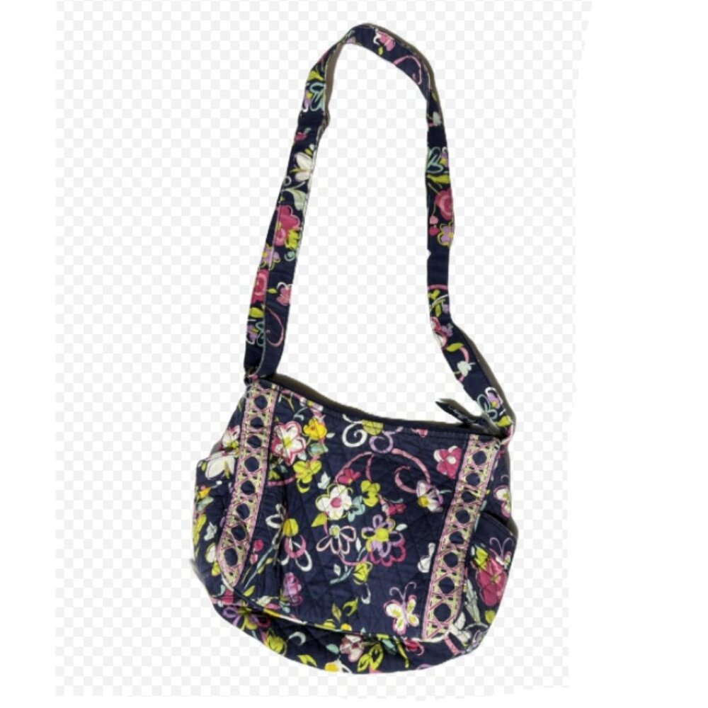 Vera Bradley Crossbody Shoulder Bag/Purse Ribbons and Flowers Pattern